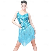 economico Abiti da Pratica-Costumi da ballo Samba Vestito scintillante in paillettes Finge Vestiti di danza tango latino Mini vestito Abbigliamento per carnevale Costumi per performance