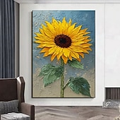 economico Quadri fiori/botanica-Dipinto originale a olio di girasole su tela, dipinto a mano ...