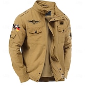 preiswerte Grafische Jacken und Mäntel für Herren-Herren Adler Deutschland Nationalflagge Cargo-Jacke Windbreaker Militärjacke Praktisch Lässig Outdoor Campen und Wandern Bestickt Seitentaschen Frontreißverschluss Herbst Winter Stehkragen Langarm
