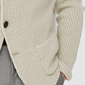 economico Maglioni Cardigan da uomo-Per uomo Felpa Cardigan A Coste Maglia Top Regolari Lavorato a maglia Bottonato Semplice Colletto Mao Vacanza Moda Casuale Abbigliamento quotidiano Abbigliamento Primavera &amp; Autunno Blu Nero S M L