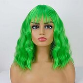 economico Parrucche di Carnevale-Parrucca di Carnevale 2026 Rosa Blu Viola Riccio Ciocca Corto Parrucca sintetica da festival Martedì grasso Parata Capelli per costumi da cosplay per Da donna