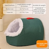 abordables Linge de lit-Lit-niche en peluche pour chats d'intérieur &amp;niche pour petits chiens avec revêtement moelleux, lit amovible auto-chauffant et antidérapant, abri lavable pour chat