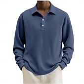 economico Polo classica da uomo-Per uomo Camicia di Velluto a Coste Testurizzato Casuale Sportivo Bavero Manica Lunga Moda Essenziale Blocco di colori Semplice Bottoni Caldo Autunno Primavera &amp; Autunno Autunno &amp; Inverno Vestibilit