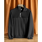 abordables Sweat-shirts basiques-Homme Sweat-shirt Pull Sweat-shirt quart de fermeture éclair Noir Blanche bleu marine Kaki Gris Demi-zip Uni Jacquard Sport &amp; Loisir Occasionnel Quotidien Streetwear Basique Occasionnel Automne Hiver