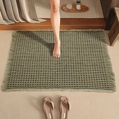 levne Koupelnová rohož-Vaflová koupelnová předložka, boho koupelnové koberečky, protiskluzové, pratelné, super savé a rychleschnoucí, malé koupelnové předložky, farmářská koupelnová dekorace, 18'' x 30'', khaki a bílá