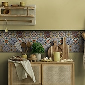 Χαμηλού Κόστους Αυτοκόλλητα πλακιδίων-12 τεμάχια αυτοκόλλητα πλακιδίων τοίχου 3d peel stick 6x6 in, παχύ μωσαϊκό κρυστάλλου αφρού pe, αδιάβροχο backsplash για κουζίνα, μπάνιο &amp;διακόσμηση σπιτιού, μεταλλικό κουτί δώρου με πάνελ τοίχου