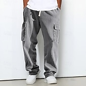 voordelige Vracht-Voor heren Cargo-joggingbroek Joggingbroeken Broek Corduroybroek Trekkoord Zak Elastische taille Effen Comfort Buitensporten Dagelijks Modieus Casual Zwart Leger Groen Micro-elastisch