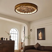 baratos Design de Anel e Redondo-Luminária de teto LED moderna de embutir, com design francês esculpido, feita de resina, ideal para quarto, cozinha, sala de jantar e escritório.