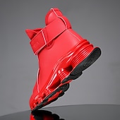 abordables Zapatillas Informales-Zapatillas deportivas rojas para hombre: elegantes y cómodas, con parte superior de malla y cámara de aire, perfectas para un look informal en vacaciones y fiestas navideñas.