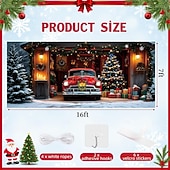 זול כיסויי דלתות מוסך חג המולד-כיסוי לדלת מוסך לחג המולד, בית סנטה קלאוס, רקע תלייה גדול, 2 מכוניות, קישוט מסיבת חג חיצוני, הדפס שטוח דו-ממדי, באנר קיר חגיגי, חצר בית, רקע סצנת חג המולד, 7*8 רגל