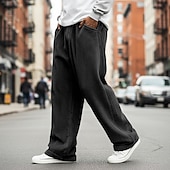 ieftine Picior drept-Bărbați Pantaloni Pantaloni Corduroy Pantaloni largi Pantaloni casual Pantaloni de sport cu picior drept Cordon Culoare solidă Confort Lungime totală În aer liber Casual Zilnic Modă Stil Clasic Negru