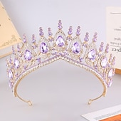 Χαμηλού Κόστους Τιάρες &amp; Στέμματα-Crown Tiaras Headdress Alloy Wedding Birthday Vintage Cute With Rhinestone Headpiece Headwear