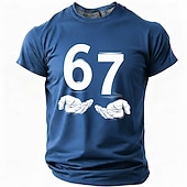  男性用 グラフィック 手 67 Tシャツ 面白いTシャツ 半袖シャツ 半袖 Tシャツ 3Dプリント クルーネック シャツ ファッション デザイナー ベーシック 日常 バケーション ストリート ブルー ブラック ルビーレッド 夏 春 衣類 S M L XL XXL XXXL