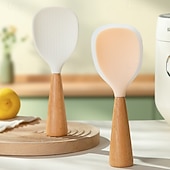 preiswerte Küchenutensilien &amp; Gadgets-Silikonlöffel, antihaftbeschichtet, Kochlöffel, hitzebeständig, für Reiskocher, langlebige Küchenhelfer