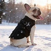 Недорогие Пальто-Пальто для собак со шлейкой, теплая куртка для собак, водонепроницаемое зимнее пальто для щенков в холодную погоду, регулируемая флисовая куртка для маленьких и средних собак