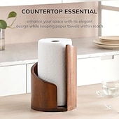 cheap Storage Racks-Mountain Paper Towel Holder Countertop with Mango Wood Round Base and Holder, Wood Paper Towel Holders Countertop, Spiral Design Decorative Storage Box for Bathroom Storage