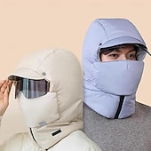 olcso fűtés és hűtés-téli szélálló, teljes fedésű kültéri lovaglómaszk üveggyapjúval bélelt katonai fülvédős sapkával, uniszex hideg időjárási arcvédő, vastagított meleg csapda sapka kerékpározáshoz, síeléshez,