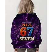 cheap Girl's 3D Playful Humor-Unisex Girls' 3D Graphic Funny Slang 67 Hoodie Pullover Long Sleeve 3D Print Spring Fall Sports Fashion Streetwear Kids 4-12 Years Hooded Outdoor Casual Daily Regular Fit