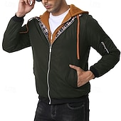 baratos Men's Jackets &amp; Coats-Men's Winter Jacket Casual Jacket Hoodied Jacket Outdoor Casual Pocket Quilted Winter Fall &amp; Winter Color Block Streetwear Daily Hooded Regular Black Burgundy Navy Blue Khaki Army Green Jacket