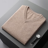 Χαμηλού Κόστους Ανδρικό μάλλινο πουλόβερ-Ανδρικό γιλέκο από κασμίρ υψηλής ποιότητας με λαιμόκοψη V από καθαρό μαλλί, κλασικό πλεκτό πουλόβερ, απαλό, ζεστό, αναπνεύσιμο