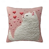 Capa de almofada decorativa com estampa plana 2D de gato preto, com bordado decorativo para sofá. O detalhe em bordado falso no centro adiciona um toque divertido e charmoso à sala de estar.