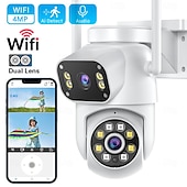 cheap Indoor IP Network Cameras-Outdoor Surveillance Camera 360 Pan-Tilt WiFi 4MP Full HD Audio/Visual Alarms &amp; Light Motion Detection IP66-Rated Night Vision 10x Zoom Two-Way Audio SD Card/Cloud Storage Super Easy Installation