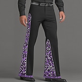 זול מכנסי קז&amp;#39;ואל מודפסים לגברים-בגדי ריקוד גברים תבנית גאומטרית מכנסיים מכנסי דיסקו מכנסי פעמון משנות ה-60 וה-70 מותן בינוני רטרו וינטג' בָּחוּץ מפלגה קזו'אל כיסי צד מכנסיים מתרחבים אביב סתיו הדפסת תלת מימד שחור 1 שחור