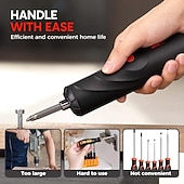 abordables Juegos de destornilladores-Destornillador eléctrico inalámbrico, destornillador inalámbrico mejorado con juego de brocas, kit de herramientas pequeño con 13 puntas, carga tipo C, ideal para muebles y reparaciones domésticas.