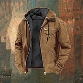 economico Felpa con cappuccio in pile-Per uomo Felpa con cappuccio a zip intera Giacca in Pile Felpa con cappuccio in pile Verde militare Blu marino Marrone Grigio scuro Con Cappuccio Mucca Cerniera Tasca Casuale Quotidiano Uscire