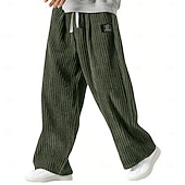 abordables Pierna Recta-Hombre Pantalones de Deporte Pantalones Pantalones de Pana Pantalones anchos Pantalones deportivos de pierna recta Correa Cintura elástica Color sólido Comodidad Longitud total Exterior Casual Diario