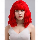 baratos Perucas de Carnaval-Peruca de Carnaval 2026 Vermelho Encaracolado Bob Curto Peruca sintética para festivais Mardi Gras Parada Cabelo para fantasia de cosplay para Feminino