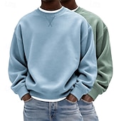 preiswerte Einfache Sweatshirts-Herren Sweatshirt Pullover Lila + Blau Marineblau + Dunkelgrau Dunkelgrün + Gelb Hellgrün + Marineblau Hellblau + Hellgrün Rundhalsausschnitt Einfach Oversize Sport &amp; Outdoor Lässig Täglich