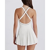 economico Abbigliamento Tennis da donna-Per donna Tinta unita Gonne a pieghe Abito sportivo Vestito all'americana Reggiseno incorporato Traspirante Tennis Atletico Corsa Vestito Nero Bianco Giallo Abbigliamento da tennis