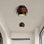 economico Design Anello e Rotondo-plafoniera semplice in travertino nero, lampada da soffitto semi-incassata, apparecchi di illuminazione E27 a 1 testa da posizionare vicino al soffitto, lampada a sospensione semplice e creativa, per