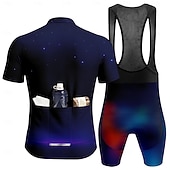 cheap Men's Clothing Sets-Men's Cycling Jersey with Bib Shorts Short Sleeve Mountain Bike MTB Road Bike Cycling Summer Navy Blue Geometric Bike Sunscreen UV Resistant 3D Pad Fast Dry Quick Dry Spandex Lycra Sports Clothing