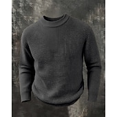 voordelige pullover voor heren-Voor heren Trui Gebreide trui Geribd Kabel breien Normale tops Gebreid Effen Strakke ronde hals Modern Modern eigentijds Casual Alledaagse kleding Kleding Herfst Winter Wit S M L