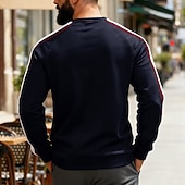 お買い得  ベーシックスウェットシャツ-男性用 スウェットシャツ ブラック ルビーレッド ネイビーブルー カーキ色 グレー クルーネック カラーブロック パッチワーク スポーツ 日常 祝日 ポリエステル ストリートファッション ベーシック カジュアル 春 秋 衣類 パーカー トレーナー