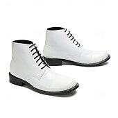 halpa Ensiluokkaiset nahkasaappaat-Miesten valkoiset aidosta nahasta valmistetut nauhalliset nilkkurit - tyylikäs ja elegantti muotoilu, ihanteellinen juhlatilaisuuksiin, toimistokäyttöön ja trendikkääseen arkeen