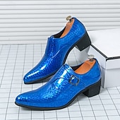 baratos Sapatos de monge-Mocassins masculinos azuis de verniz com fivela - calçado formal elegante para eventos especiais e trajes de noite.