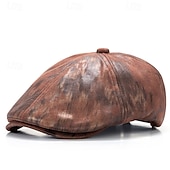 abordables Chapeaux homme-Homme Casquette Plate Chapeau Ascot Casquette Gavroche Noir Blanche Polyester Mode Occasionnel Rue Quotidien Teinture par nouage Réglable Écran solaire Respirant