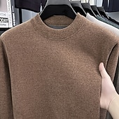 preiswerte Herrenpullover-Herren Pullover Strickpullover Gerippt Stricken Normale Oberteile Gestrickt Fleece Einfach Rundhalsausschnitt Mode Basic Urlaub Alltagskleidung Bekleidung Herbst Winter Schwarz Grün M L XL