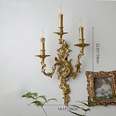 baratos Candeeiros de Parede de interior-Candelabro de parede francês tradicional de luxo em latão esculpido com 2/3 lâmpadas para quarto.