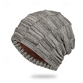 tanie Czapka typu beanie-Męskie Dla obu płci Czapka Beanie Czapki zimowe Czapki Dzianinowy kapelusz Czapka zimowa Czarny Wino Poliester Dzianiny Oddychający Wygodny Dzienne zużycie Wyjściowe Jednolity/zwykły kolor Ciepłe