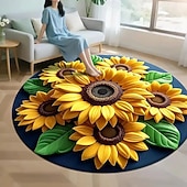 ieftine Covorase de zonă-Covor de zonă cu imprimeu plat 2D, seria floarea-soarelui, covor din catifea cristalină pentru sufragerie, canapea, masă de cafea, dormitor, noptieră, dressing, husă decorativă moale pentru podea