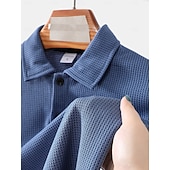 お買い得  Polo classica da uomo-Men's Waffle Polo Shirts Textured Casual Sports Lapel Ribbed Polo Collar Short Sleeve Fashion Basic Plain Classic Plain Summer Spring Regular Fit White Waffle Polo Shirts