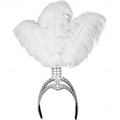 abordables Accesorios-Carnaval 2026 Accesorios Samba del Carnaval de Río Diadema de Showgirl de Plumas de Avestruz Blanca - Diadema de Cristales y Piedras - Accesorio de Vestuario Burlesque Gatsby para Festival de Brasil