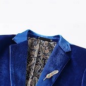 billige Herre Klassiske Blazere-Herre Vinterfrakk Fløyelsblazere Formell Festkveldsklær Fest Klassisk Høst Høst vinter 100% Polyester Fløyel Helfarge Enkelt Brystet Enn-knapp Blazer Rød Kongeblå Lilla Grønn
