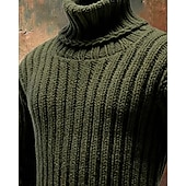 economico maglione pullover da uomo-Per uomo Felpa Maglione Maglione a maglia A Coste Maglia Top Regolari Lavorato a maglia Tinta unica Dolcevita Moda Streetwear Casuale Abbigliamento quotidiano Abbigliamento Autunno Inverno Nero Rosso