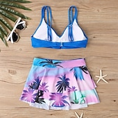 levne Tankiny-Dámské Plavky 2 ks Sukně Plavky Volány Volná záda prázdniny Oblečení na pláž Květinový Do V Bez rukávů Plavky