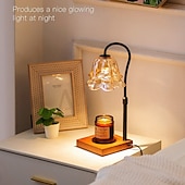 billige nattbordslampe-Lysvarmerlampe med timer Blomsterlyslamper med 2 pærer Høydejusterbar lysvarmer Vintage hjem soveromsinnredning Husvarmende svart